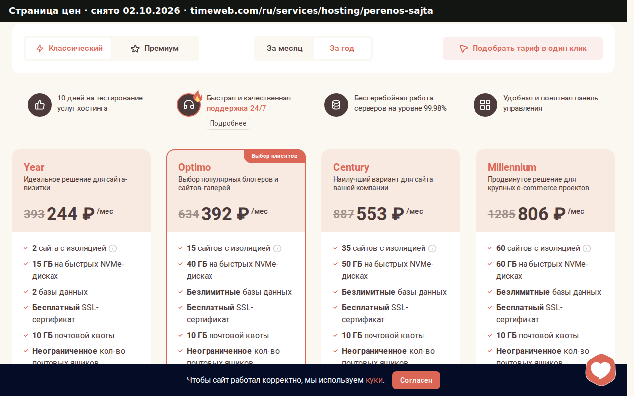 Страница цен timeweb.com